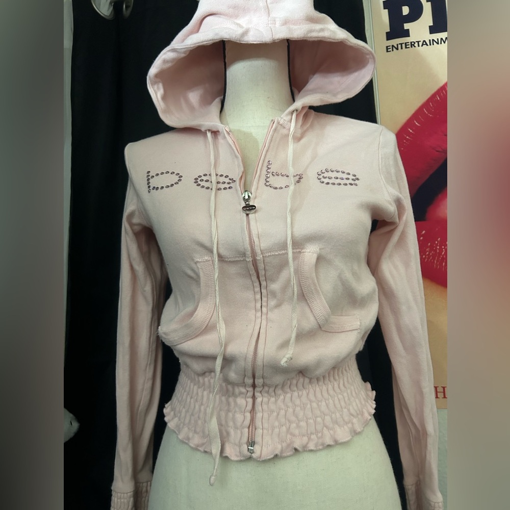 y2k bebe pink jacket with rhinestones